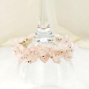 Rose Quartz (br9) Bracelet Soft Pink Natural Gems Stretch cord 7"-8"